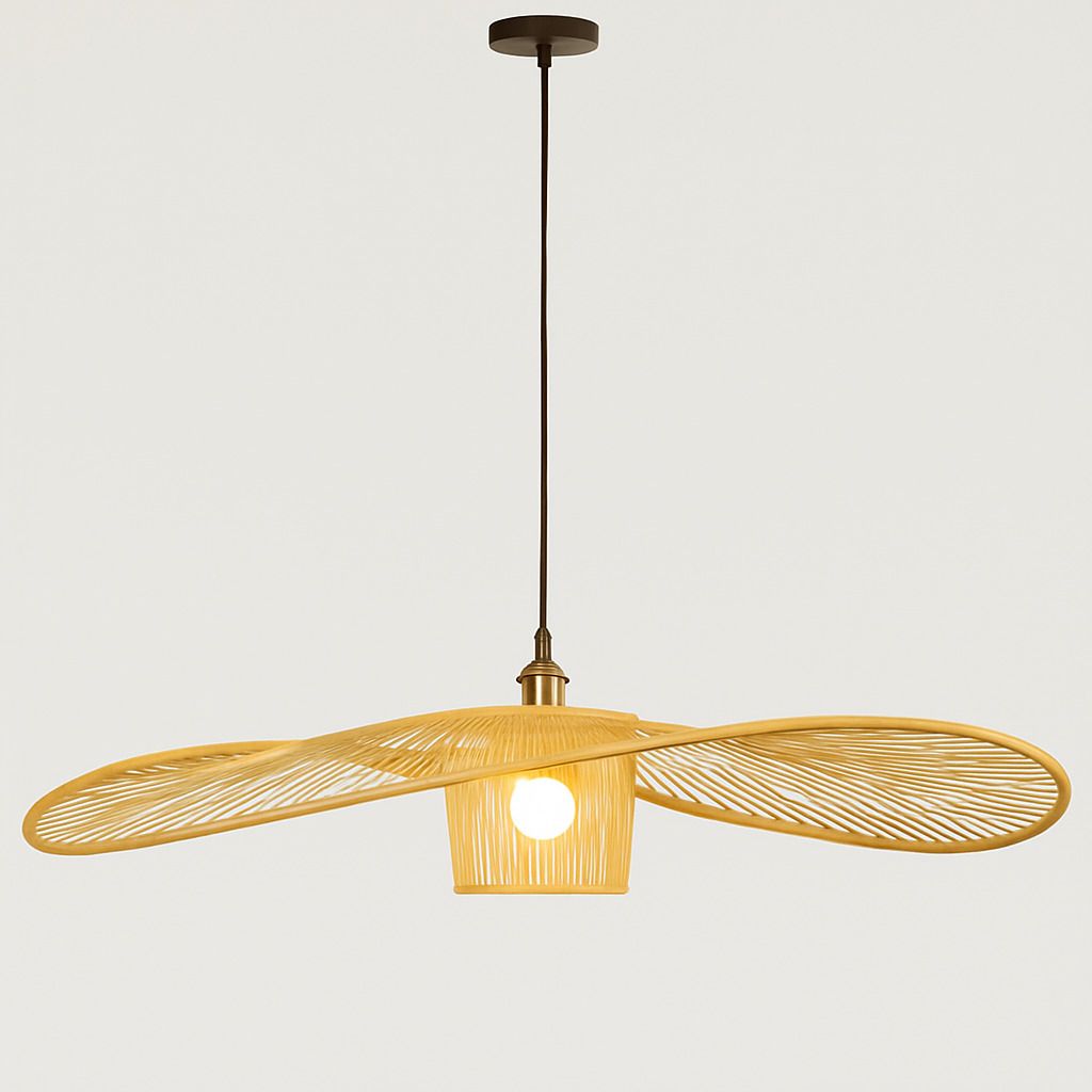 Moc Wabi-Sabi Rattan Pendant Light - Wide Brim Design for Serene Natural Interiors