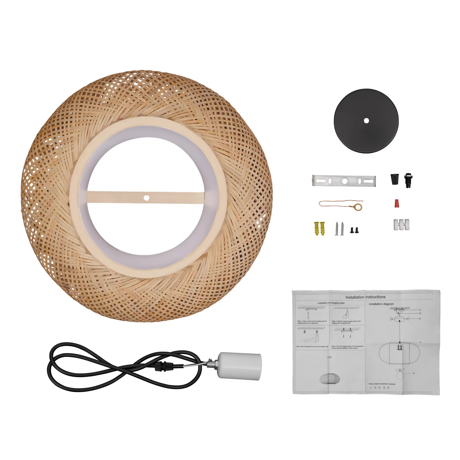 Moc Handwoven Bamboo Pendant Lamp - Soft Natural Light for Calm Interiors
