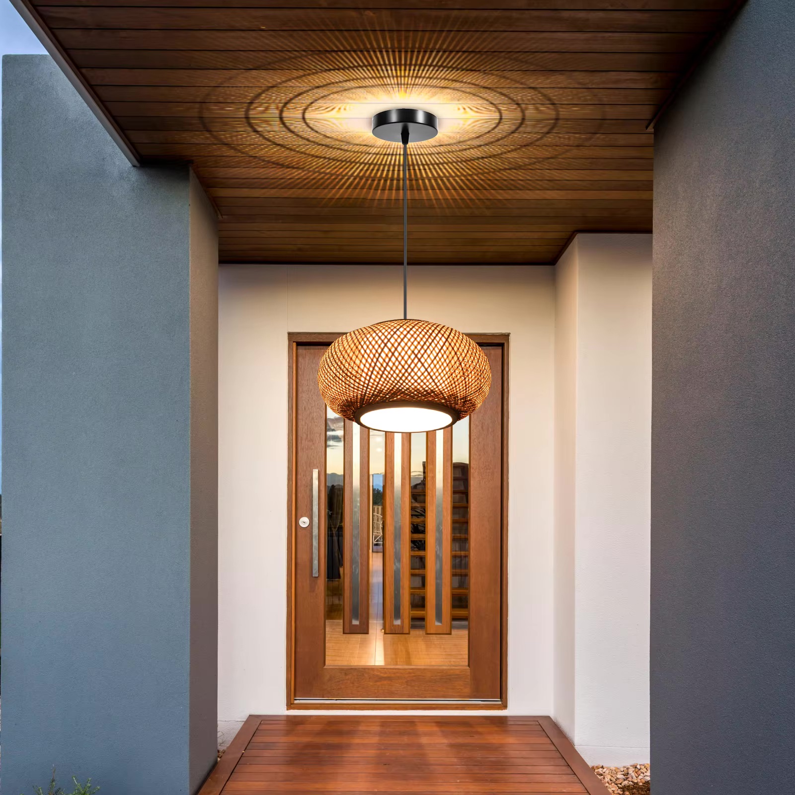 Moc Handwoven Bamboo Pendant Lamp - Soft Natural Light for Calm Interiors