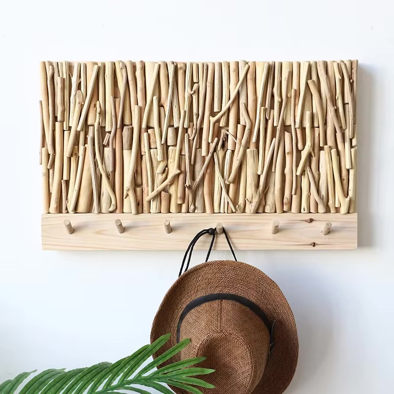 Moc Wooden Wall-Mounted Coat Rack with Hidden Electric Meter Box Cover